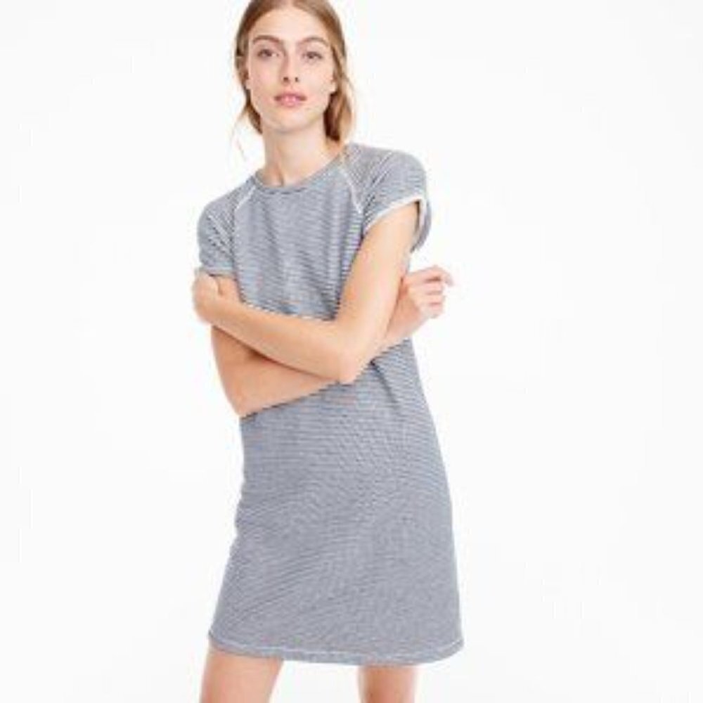 NWT J. Crew Dress Striped Cozy Beach Navy Blue White Terry Cloth Short Sleeve M - Picture 11 of 11